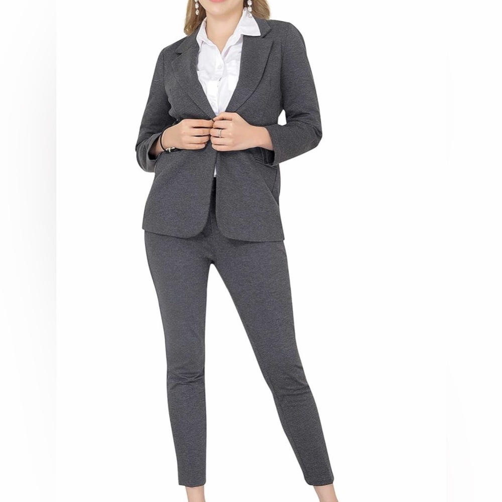 MARY CRAFTS Women's Gray Blazer and Pants Set Size 6 - Picture 2 of 6